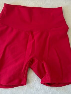 Skatie Bold Red High-Rise Athletic Shorts